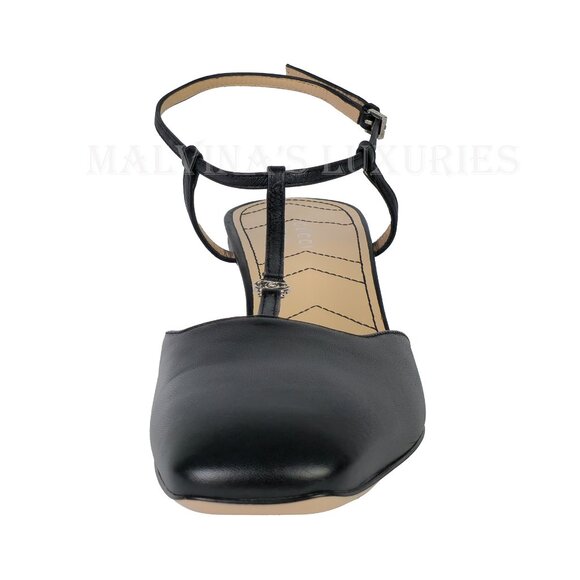 GUCCI SHOES T-STRAP BLACK LEATHER DOUBLE G LOGO SLINGBACK PUMPS sz 40.5 10.5 - Picture 5 of 15